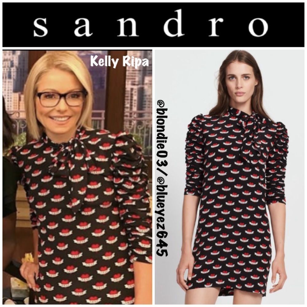 Sandro ruched sleeve tattoo print dress 1/S